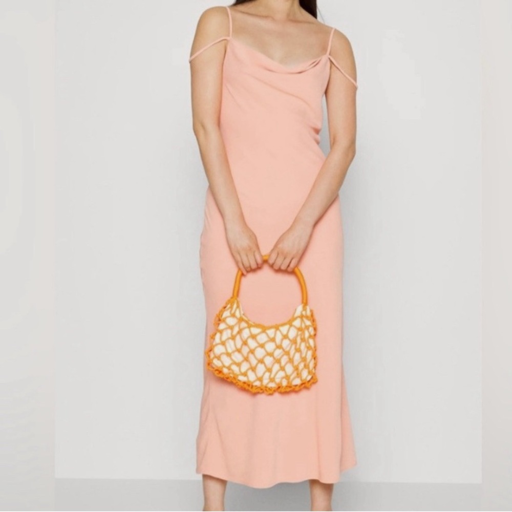 Abercrombie & Fitche Coral Peach Cowl Neck Slip Maxi Dress
